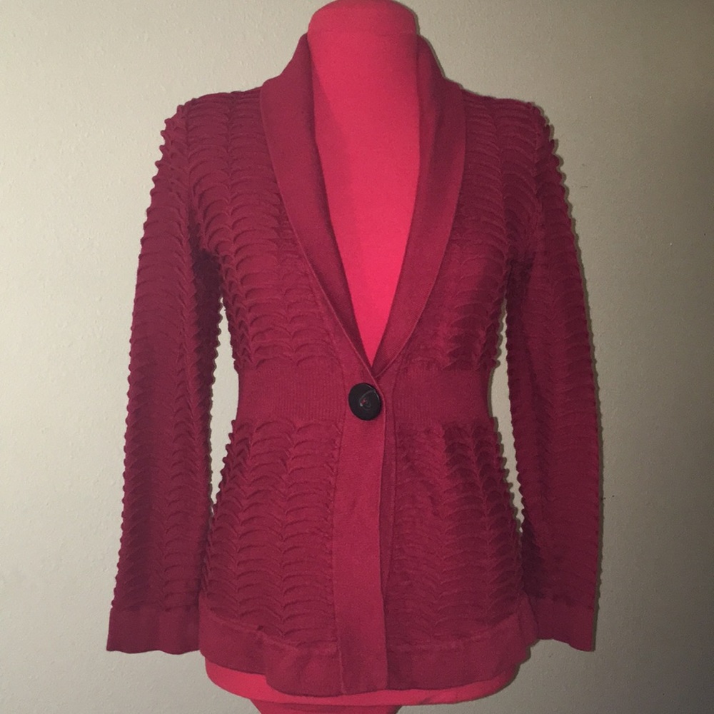 Red button sweater